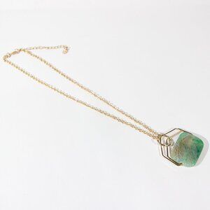 Vintage Bill Blass Gold Tone Necklace with a Green Pendant